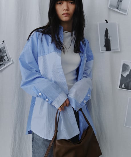patchwork check oversized shirt