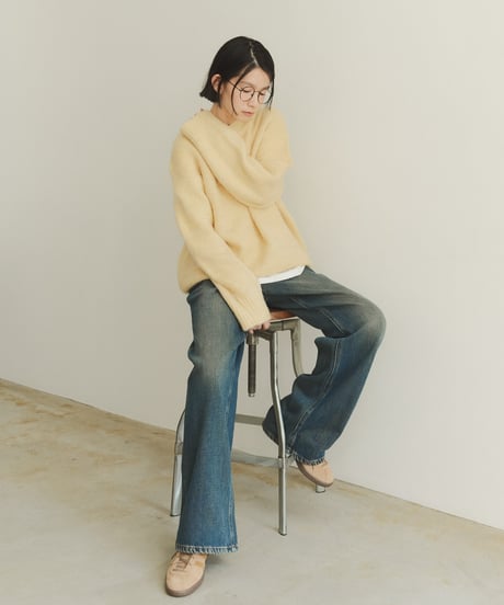 mohair blend mixed color knit/4color