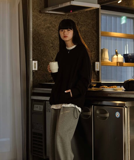 design sweat drawstring pullover/2color