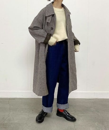 wool mix soutien collar plaid coat