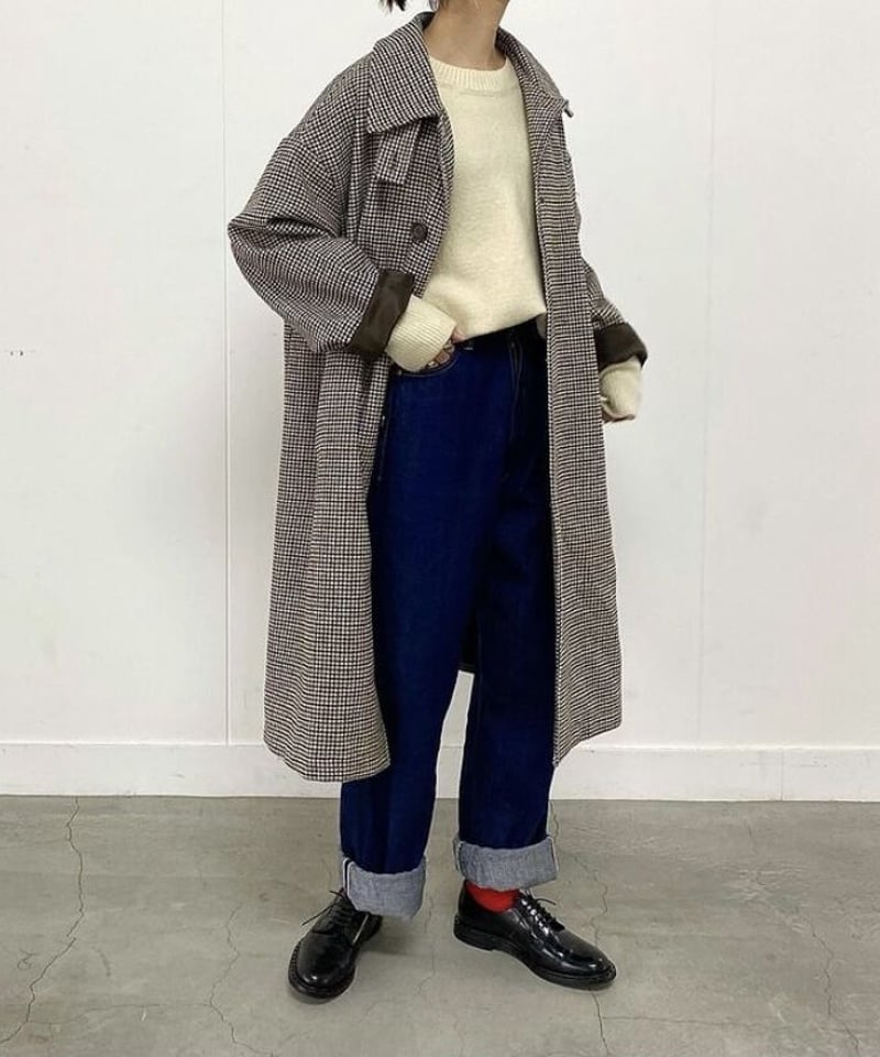 wool mix soutien collar plaid coat〈送料無料〉 | F A