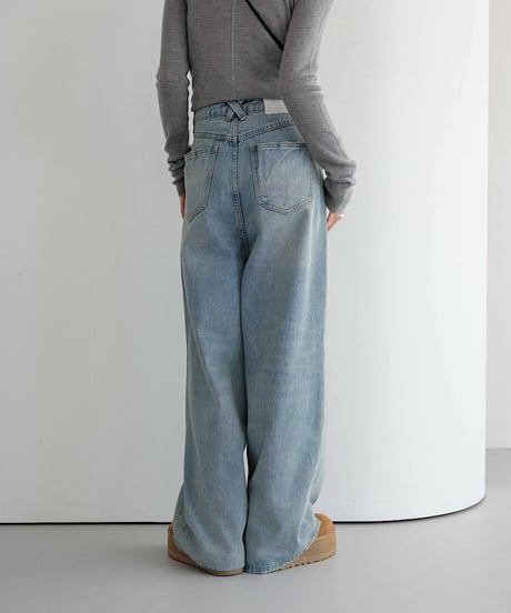 loose denim pants/2size