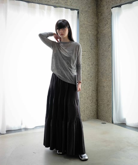 taffeta pleated skirt/2color