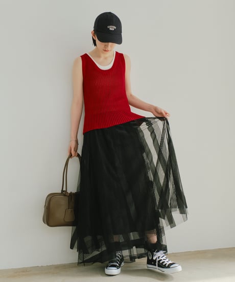airy line tulle skirt/2color
