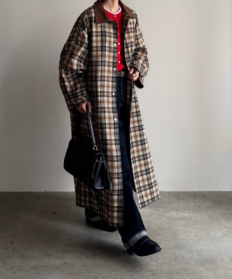FASHIRU コーデュロイカラーステンカラーコート check soutien collar coat | F A S H I R U