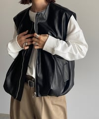 synthetic leather vest/2color