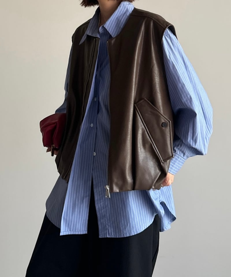 synthetic leather vest/2colors | F A S H I R U synthetic leather vest/2colors | F A S H I R U