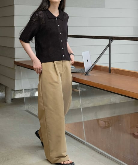 mesh polo knit shirts/2color