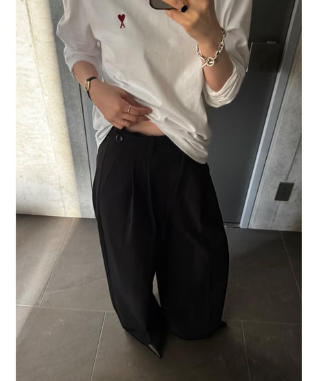 adjustable waist tuck slacks / 2color / 3size
