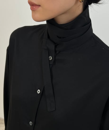 【FINE】wrap stand collar shirt / 2color