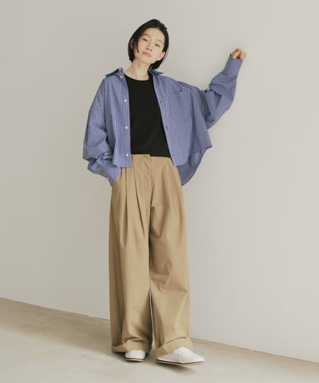 【予約】tucked wide cotton pants / 2size / 3color