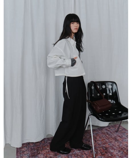 drawstring hem loose shirt / 2color