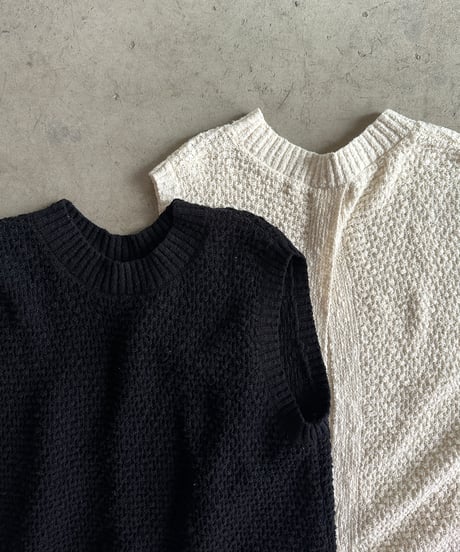 back open knit vest/2color