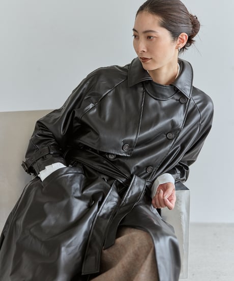 【FINE】synthetic leather trench coat＜送料無料＞