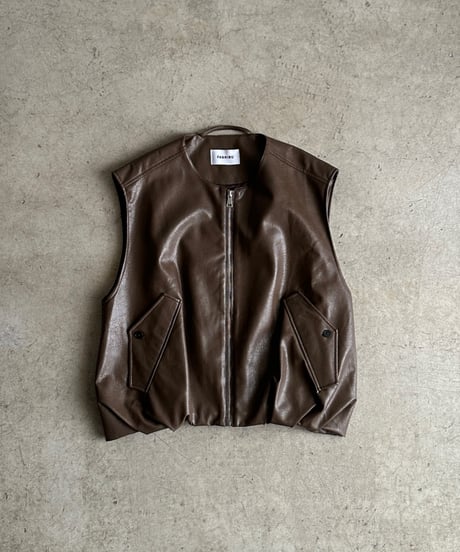 synthetic leather vest/2color