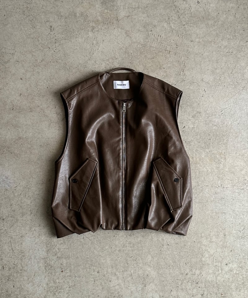synthetic leather vest/2color | F A S H I R U