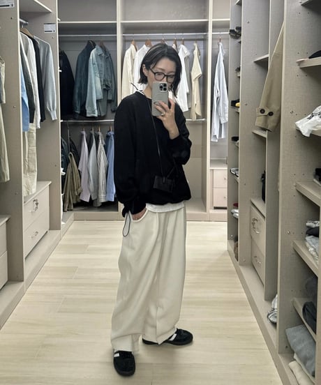 design sweat drawstring pullover/2color