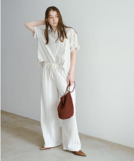 【setup対応】soft stripe short sleeve shirt / soft stripe easy pants /2color