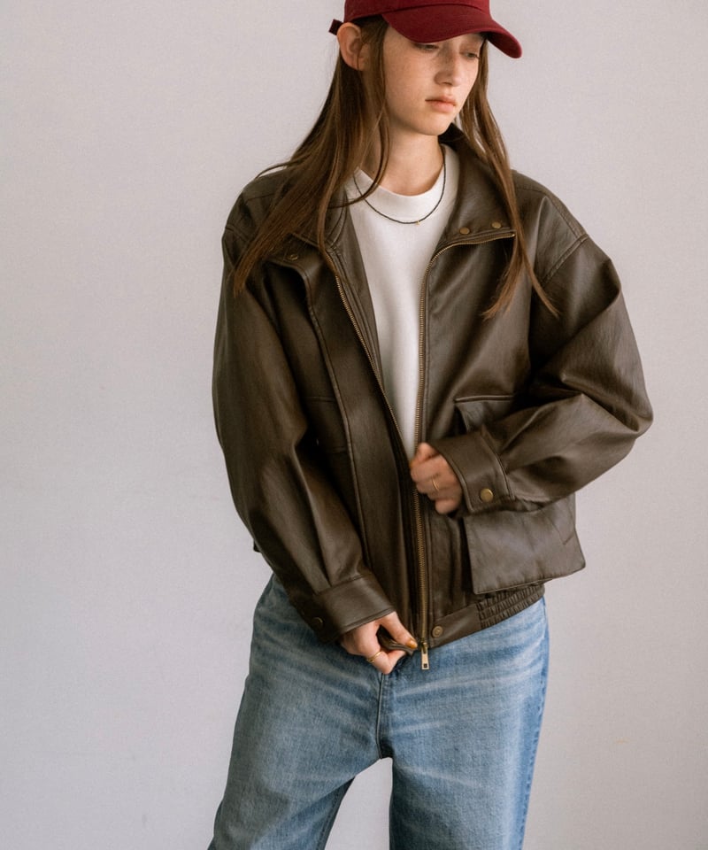 fake leather blouson/2color | F A S H I R U