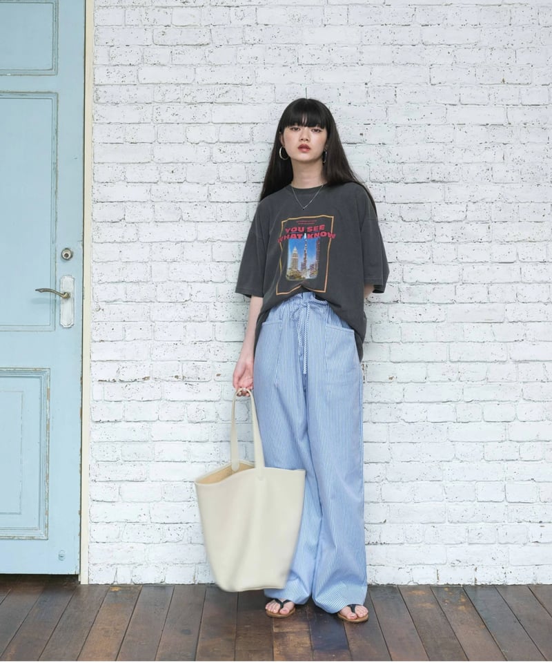 FASHIRU stripe easy pants blue 新品 stripe easy pants | F A S H I R U