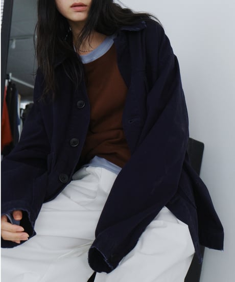 distressed twill jacket / 2color