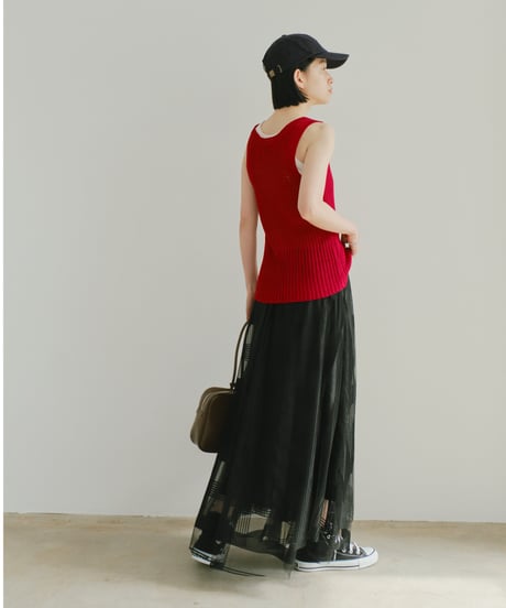 mesh knit tank/2color