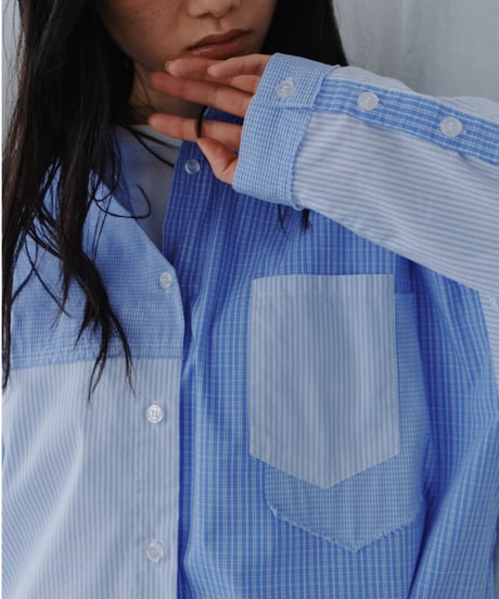 patchwork check oversized shirt