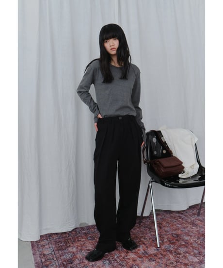 slim curve double pleat slacks / 3color / 2size