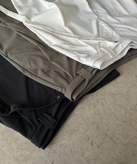 narrow belt tuck pants/3color/2size