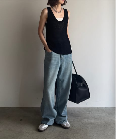 mesh knit tank/2color