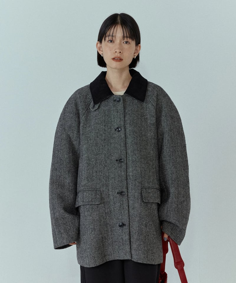 corduroy collar wool middle coat/2color | F A S