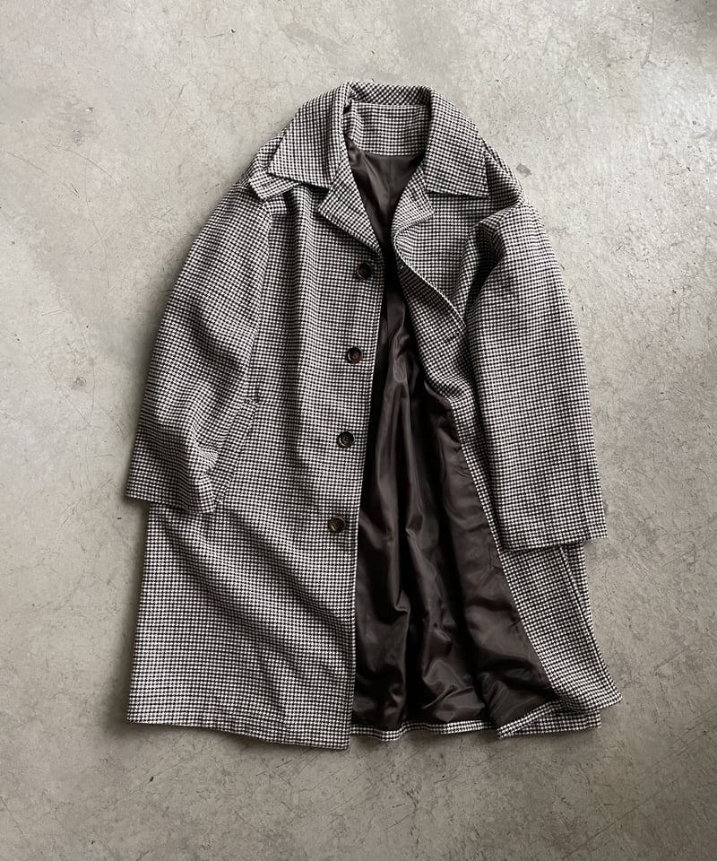 ★3連休限定値下げ★ 90's Soutien Collar Wool Coat wool mix soutien collar plaid coat〈送料無料〉 | F A