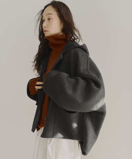 hoodie wool short coat