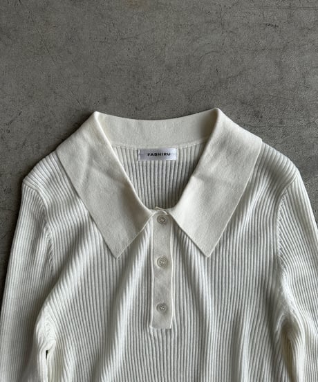 wool blend polo knit sweater/3color