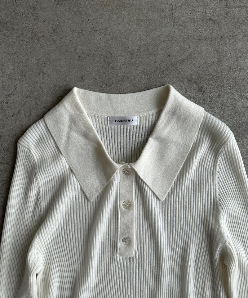 FASHIRU wool blend polo knit sweater 黒 wool blend polo knit sweater/3color | F A S H I