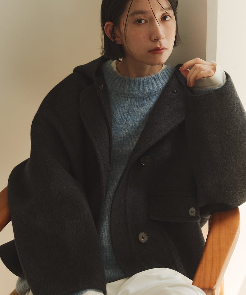 hoodie wool short coat | F A S H I R U