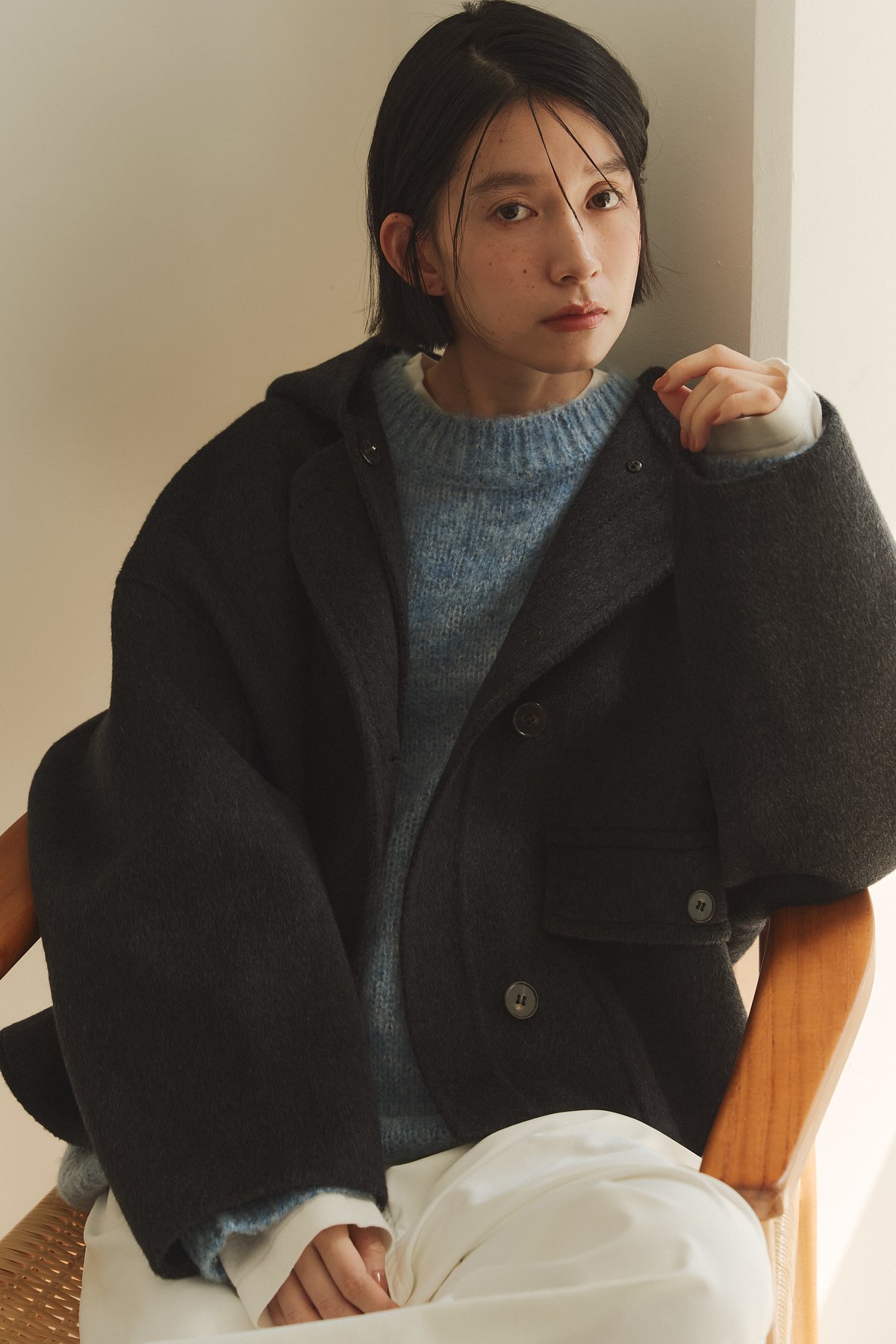 hoodie wool short coat | F A S H I R U