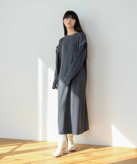 switch sleeve rib knit OP/2color