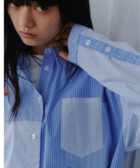 patchwork check oversized shirt