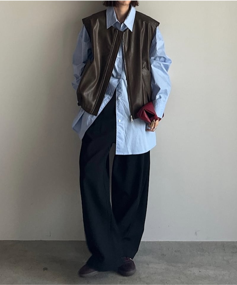 ファシル fashiru ソフトフェイクレザーベスト 黒 ファシル fashiru ソフトフェイクレザーベスト 黒