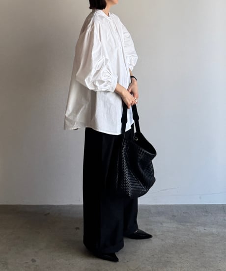 stand collar volume sleeve blouse/2color