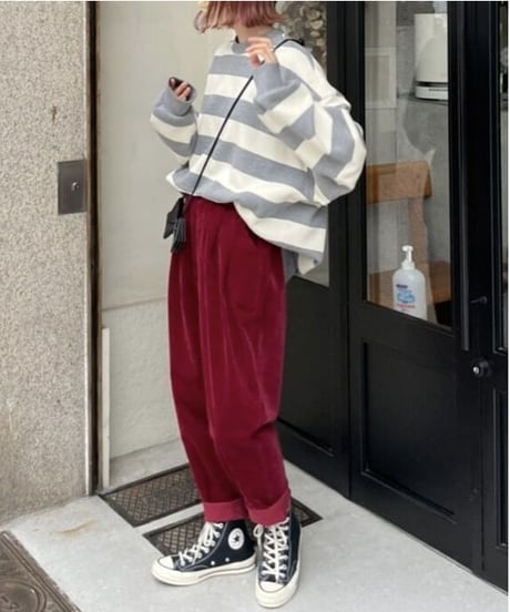 wide border pullover/2color