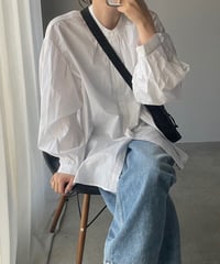stand collar volume sleeve blouse/2color