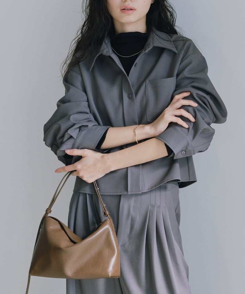 cropped drape shirts（セットアップ対応)/2color | F A S H