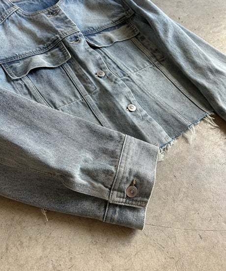 【FINE】frayed edge denim jaket/2color