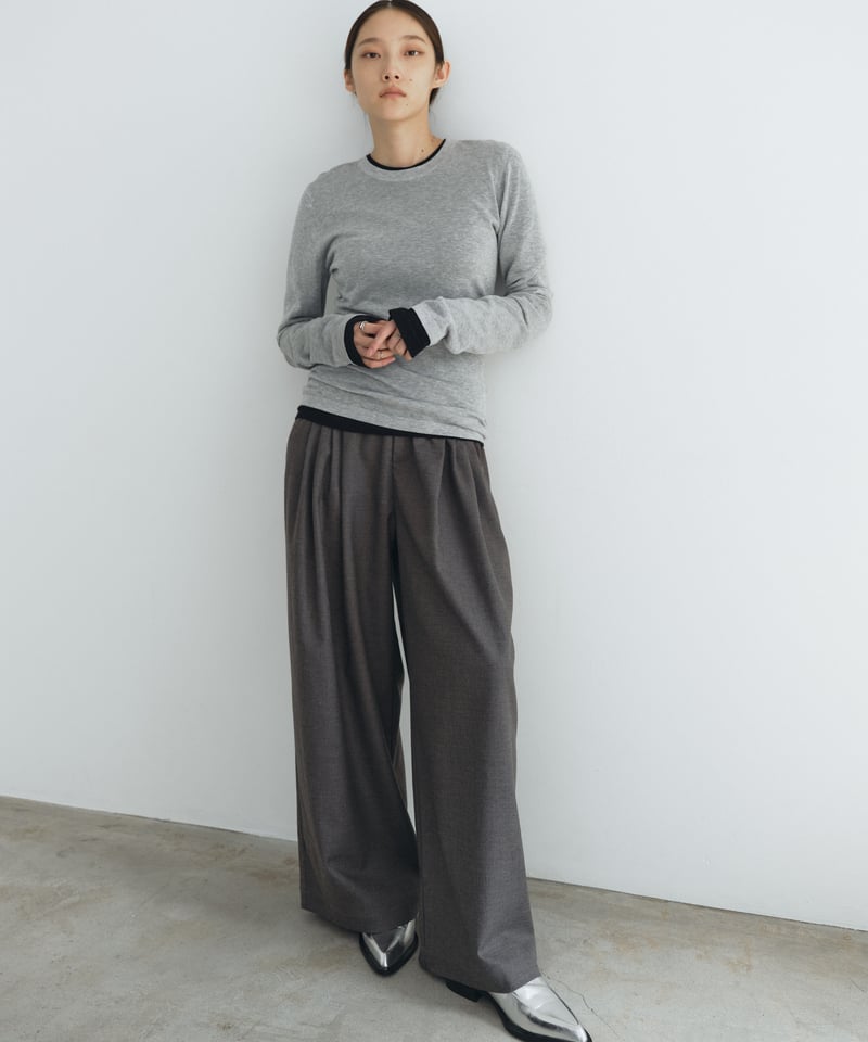パンツ Double Waist Asymmetry Tuck Pants ENC パンツ two tuck double waist pants / ツータックダブル