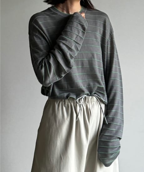 wool blend multi border tops/3color