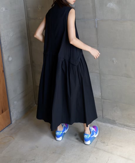 back pleats flare long OP/2color