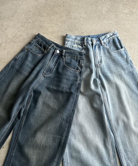 straight denim pants/2color
