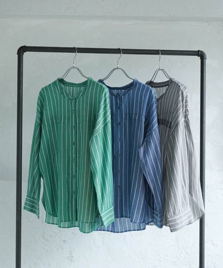 back gather stripe shirt/3colors